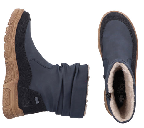 Ghete casual, dama, RIEKER, 72382-14 bleumarin, piele ecologica